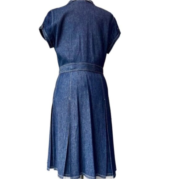 Anne Klein Denim Dress with Gored Pleats and detailed Pockets - Picture 2 of 11
